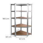 Nagy teherbírású sarokpolc 180x70x40-40 cm 175 kg króm