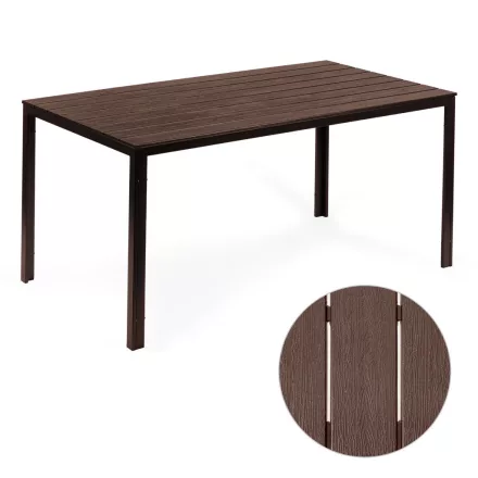 6 személyes kerti asztal 156x78 cm polywood barna