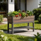 Deco elevated műanyag kerti virágláda alsó polccal 110l