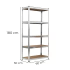 Nagy teherbírású polc 180x90x30 cm 175 kg króm
