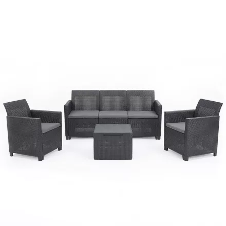 Claire 5 személyes kerti bútor garnitúra párnatartós asztallal