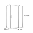 Simple 80x120 cm nyílóajtós aszimmetrikus zuhanykabin zuhanytálca nélkül