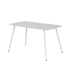   Bora 140 cm szögletes szinterezett kő étkezőasztal fehér