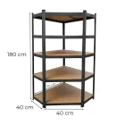 Nagy teherbírású sarokpolc 180x70x40-40 cm 175 kg fekete