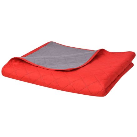 vidaXL 230x260 cm kétoldalas steppelt ágytakaró vörös és szürke