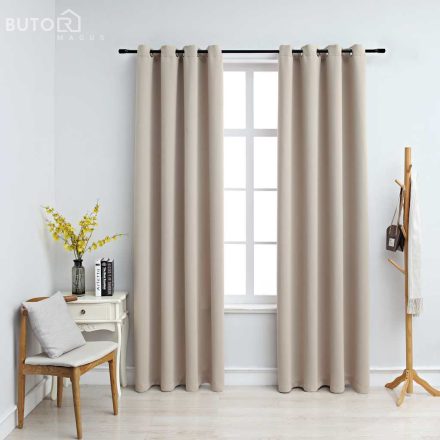 vidaXL 2 db bézs sötétítőfüggöny fémgyűrűkkel 140 x 175 cm