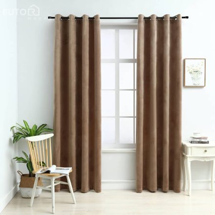 vidaXL 2 db bézs bársony sötétítőfüggöny gyűrűkkel 140 x 225 cm