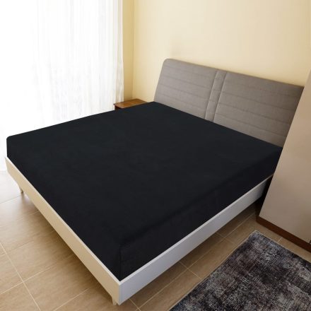 vidaXL fekete pamutdzsörzé gumis lepedő 180x200 cm