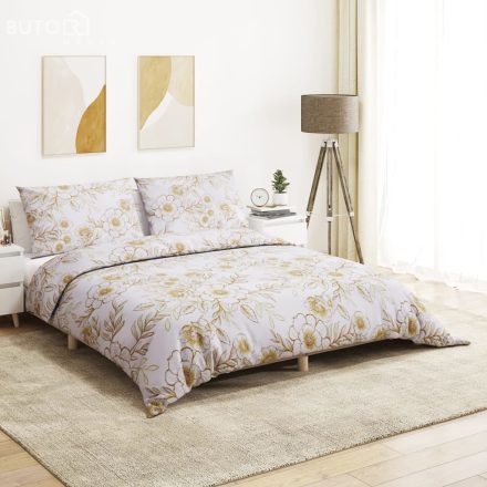 vidaXL fehér és barna ágyneműhuzat-garnitúra 200x200 cm pamut