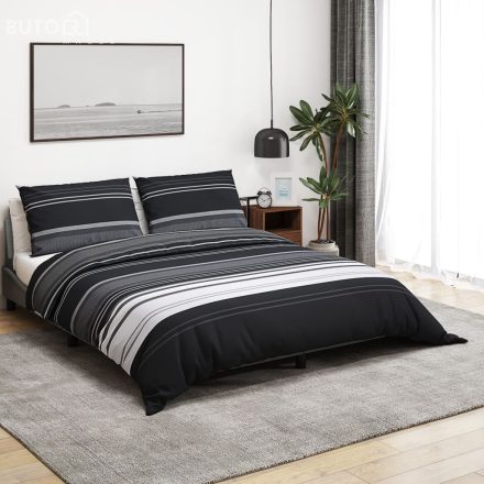 vidaXL fekete és fehér ágyneműhuzat-garnitúra 200x200 cm pamut