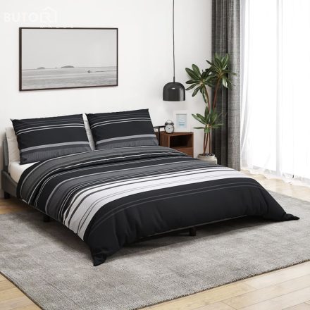 vidaXL fekete és fehér ágyneműhuzat-garnitúra 135x200 cm pamut