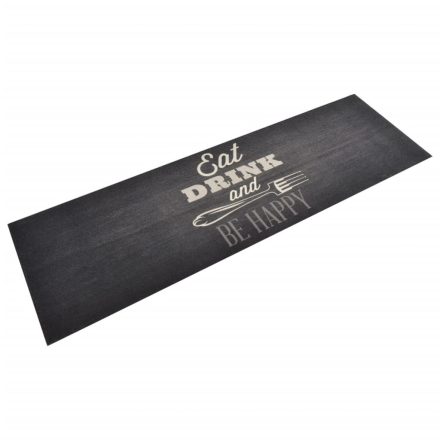vidaXL fekete mosható feliratos bársony konyhaszőnyeg 60x180 cm