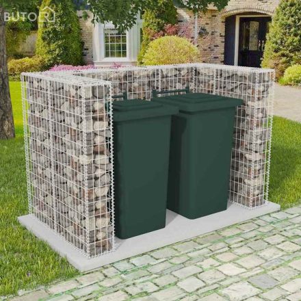 vidaXL acél gabion 2 db gurulós kukához 180 x 100 x 120 cm 
