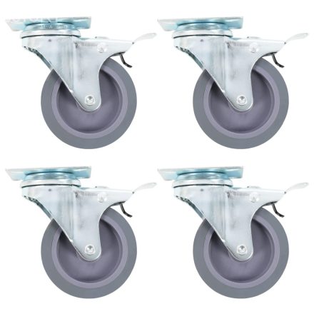 vidaXL 4 db önbeálló görgő dupla fékkel 75 mm 