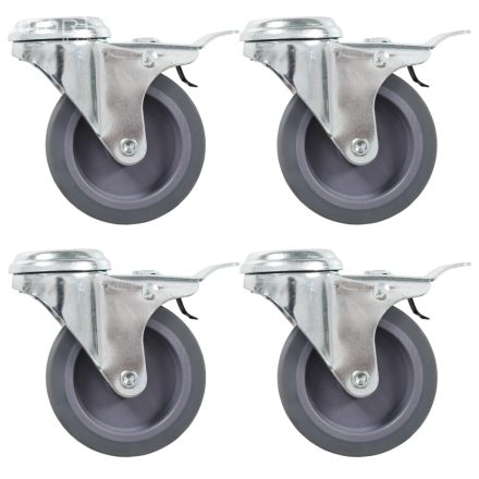 vidaXL 4 db hátfuratos önbeálló görgő dupla fékkel 75 mm 