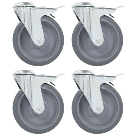 vidaXL 4 db hátfuratos önbeálló görgő dupla fékkel 125 mm 
