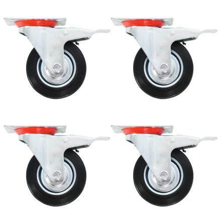 vidaXL 4 db önbeálló görgő dupla fékkel 100 mm