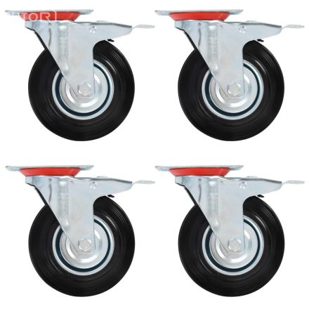 vidaXL 4 db önbeálló görgő dupla fékkel 125 mm 