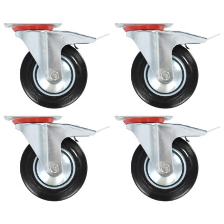 vidaXL 4 db önbeálló görgő dupla fékkel 160 mm