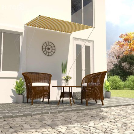 vidaXL feltekerhető sárga és fehér napellenző 150 x 150 cm