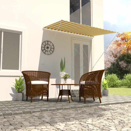 vidaXL feltekerhető sárga és fehér napellenző 200 x 150 cm