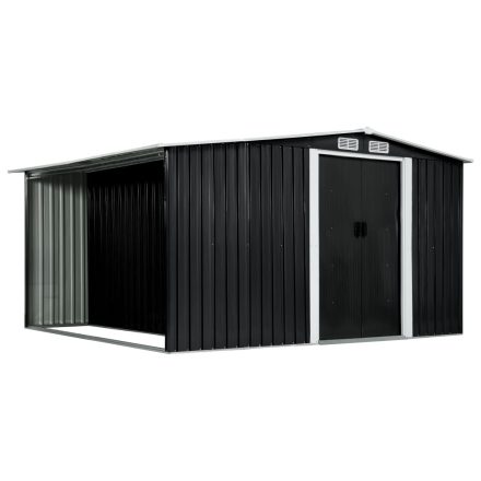 vidaXL antracitszürke acél kerti fészer tolóajtókkal 329,5x312x178 cm