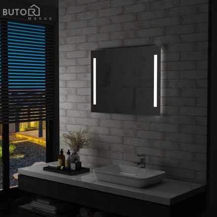 vidaXL LED-es fürdőszobai falitükör 80 x 60 cm