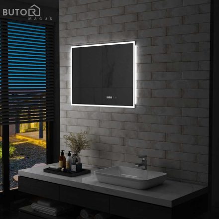 vidaXL LED-es tükör érintésérzékelővel és időkijelzővel 80 x 60 cm