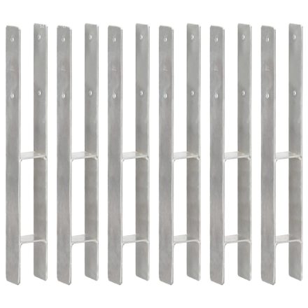 vidaXL 6 db ezüstszínű horganyzott acél kerítéshorgony 7 x 6 x 60 cm