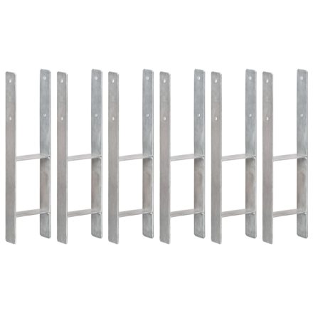 vidaXL 6 db ezüstszínű horganyzott acél kerítéshorgony 14 x 6 x 60 cm