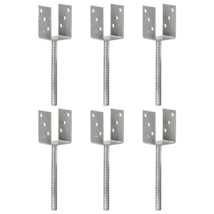 vidaXL 6 db ezüstszínű horganyzott acél kerítéshorgony 7 x 6 x 30 cm