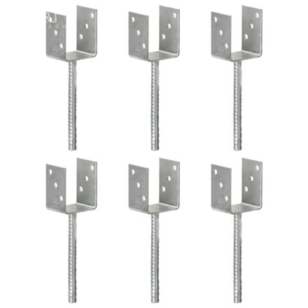 vidaXL 6 db ezüstszínű horganyzott acél kerítéshorgony 8 x 6 x 30 cm
