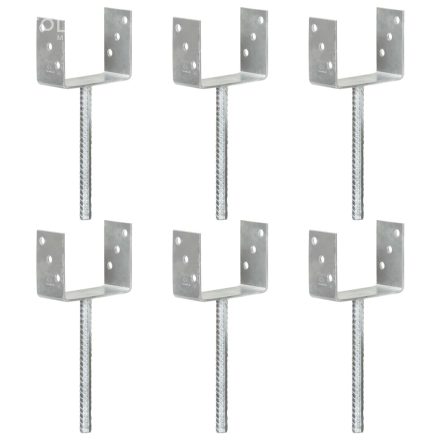 vidaXL 6 db ezüstszínű horganyzott acél kerítéshorgony 12 x 6 x 30 cm