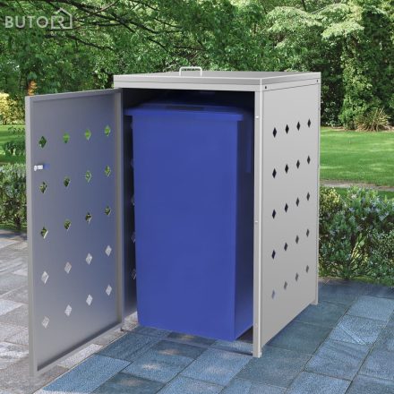 vidaXL rozsdamentes acél keret gurítható szemeteskukához 240 liter 
