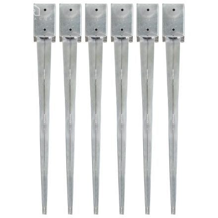 vidaXL 6 db ezüstszínű horganyzott acél kerítéstüske 9 x 9 x 90 cm