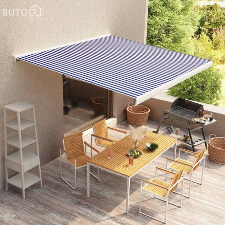 vidaXL kék és fehér vászon napellenző tető 350 x 250 cm