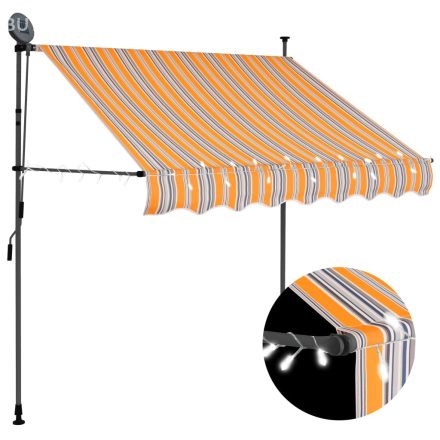 vidaXL sárga és kék kézzel feltekerhető LED-es napellenző 150 cm