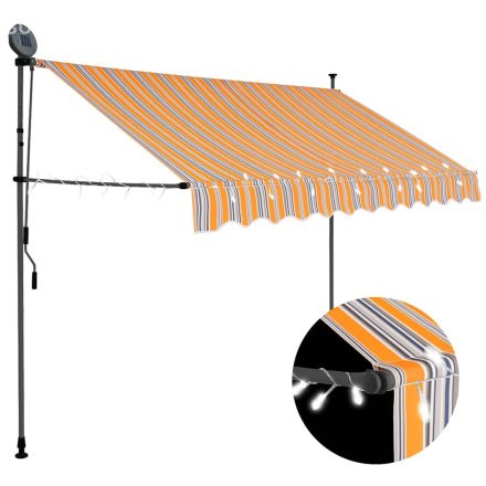 vidaXL sárga és kék kézzel kihúzható LED-es napellenző 250 cm