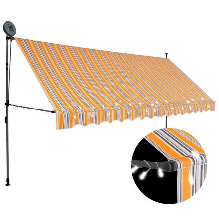 vidaXL sárga és kék kézzel kihúzható LED-es napellenző 350 cm
