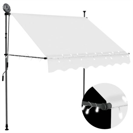 vidaXL krémszínű kézzel kihúzható LED-es napellenző 200 cm