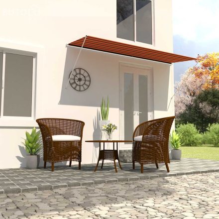 vidaXL narancssárga és barna feltekerhető napellenző 350 x 150 cm