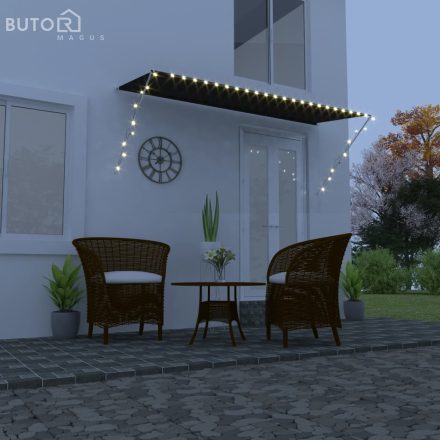 vidaXL feltekerhető antracitszürke napellenző LED-del 350 x 150 cm