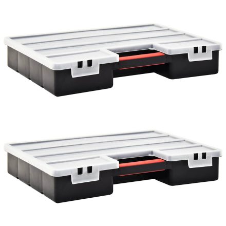 vidaXL 2 db műanyag tárolódoboz állítható elválasztókkal 460x325x80 mm