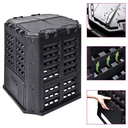 vidaXL fekete kerti komposztáló 68,9 x 68,9 x 83,9 cm 360 l