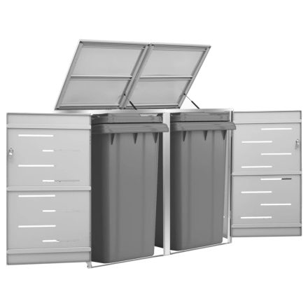 vidaXL acéltároló két gurítható szemeteskukához 138 x 77,5 x 112,5 cm