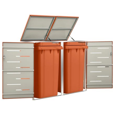 vidaXL acéltároló két gurítható szemeteskukához 138 x 77,5 x 112,5 cm