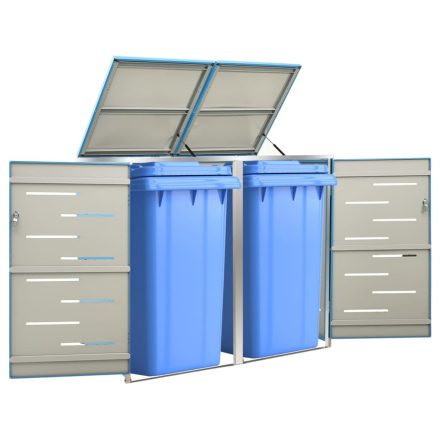 vidaXL acéltároló két gurítható szemeteskukához 138 x 77,5 x 112,5 cm