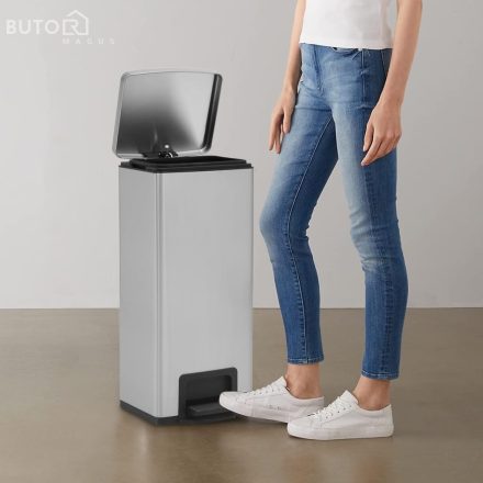 vidaXL ezüst ujjlenyomat-mentes  rozsdamentes-acél pedálos kuka 30L