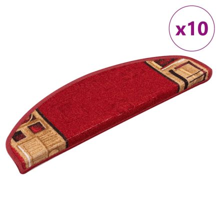 vidaXL 10 db piros öntapadó lépcsőszőnyeg 65x21x4 cm