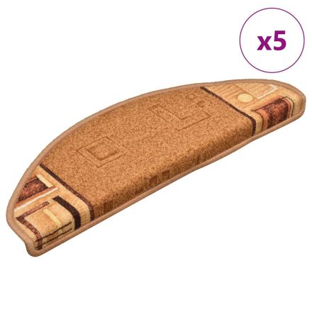 vidaXL 5 db bézs öntapadó lépcsőszőnyeg 65x21x4 cm